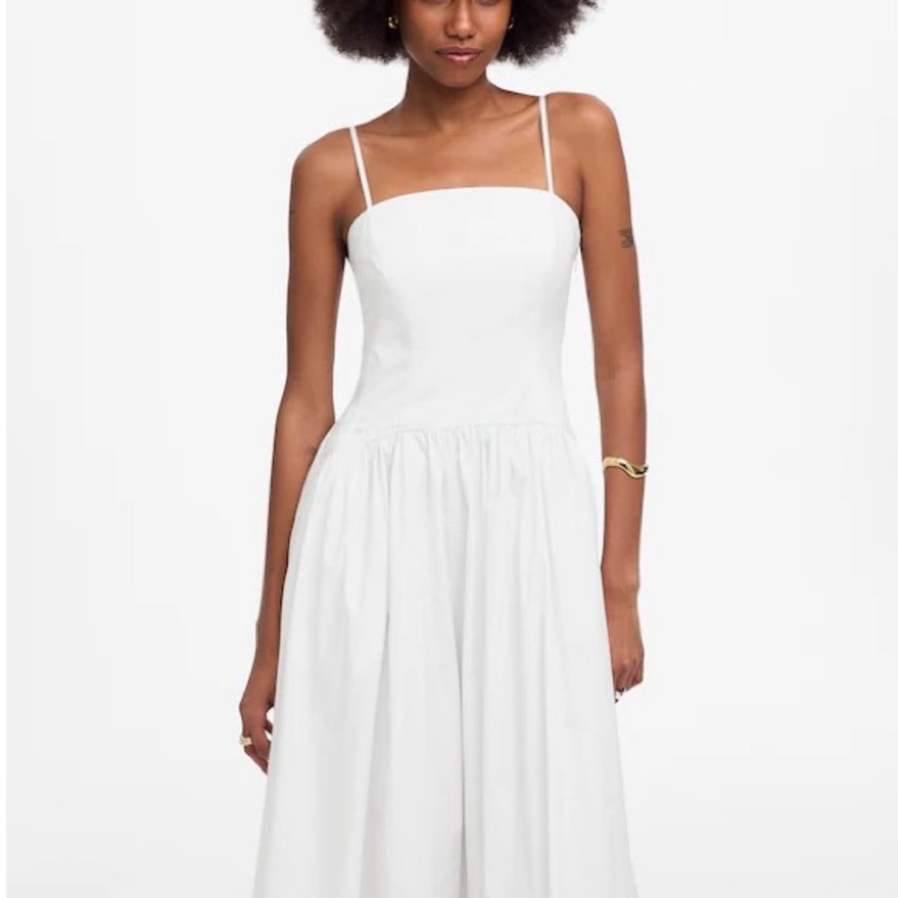 MADEWELL White Poplin Seamed Maxi Dress NV430 - Picture 2 of 10